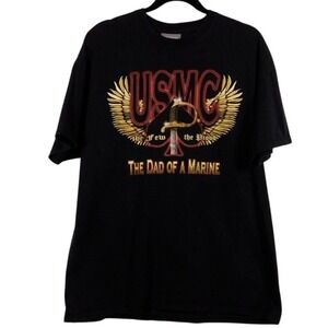 FrontLine Apparel Military USMC Dad of a Marine T-Shirt Black 
XL A43